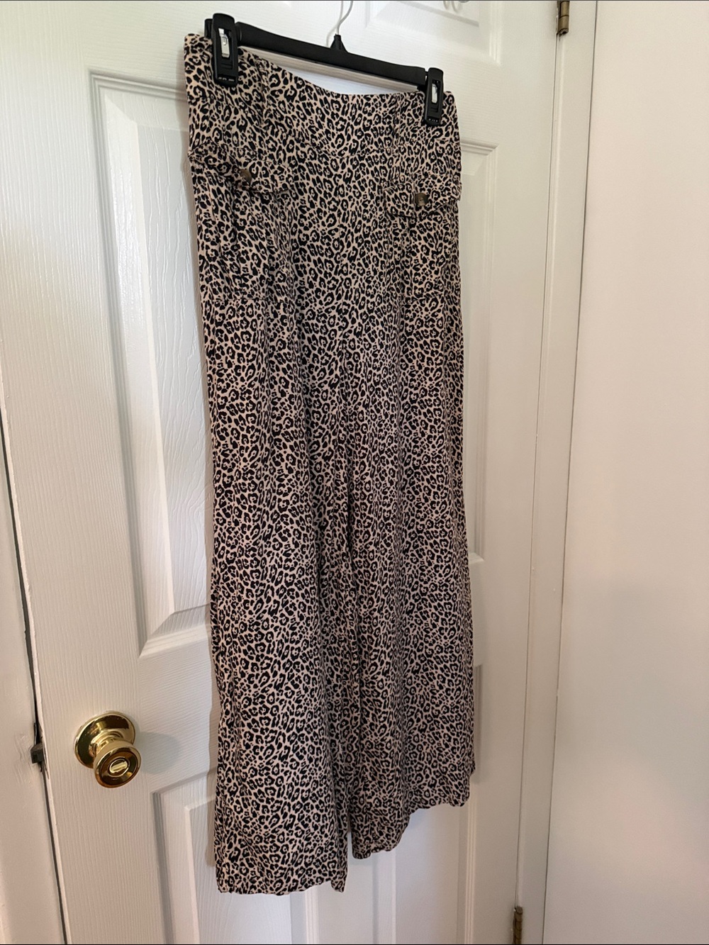 American Eagle Outfitters Beige & Black Leopard Wide Leg Jumpsuit/Pants